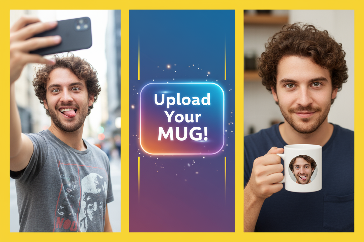 have panel two say "Upload Your MUG!". 